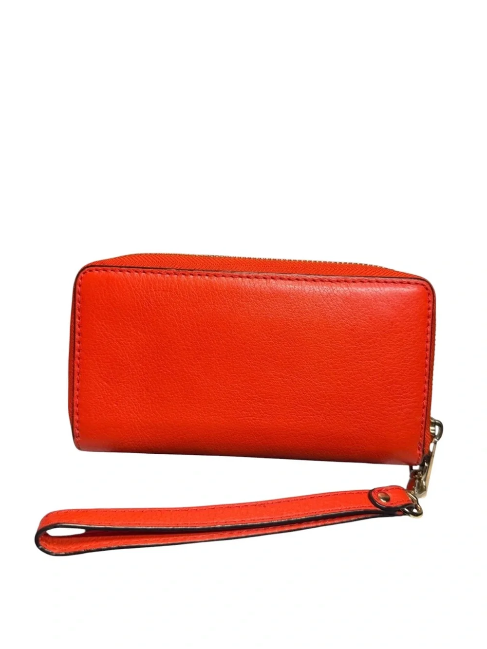 Michael Kors Coral Red Zip Wristlet with Gold Logo